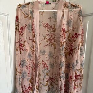 Vince Camuto Sheer Kimono with Floral Accents